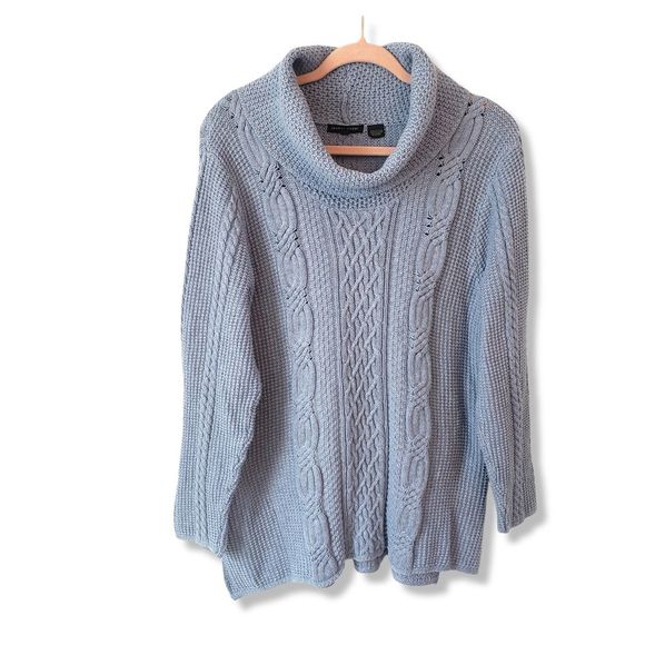 Jeanne Pierre Dusty Blue Cowl Neck Sweater Size XL - Picture 1 of 6